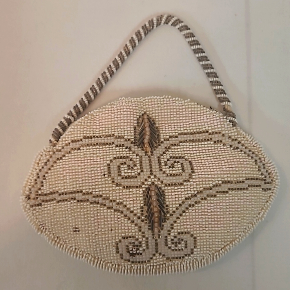 Art Deco Czechoslovakian Hand Beaded Vintage Mini Purse Zip Close